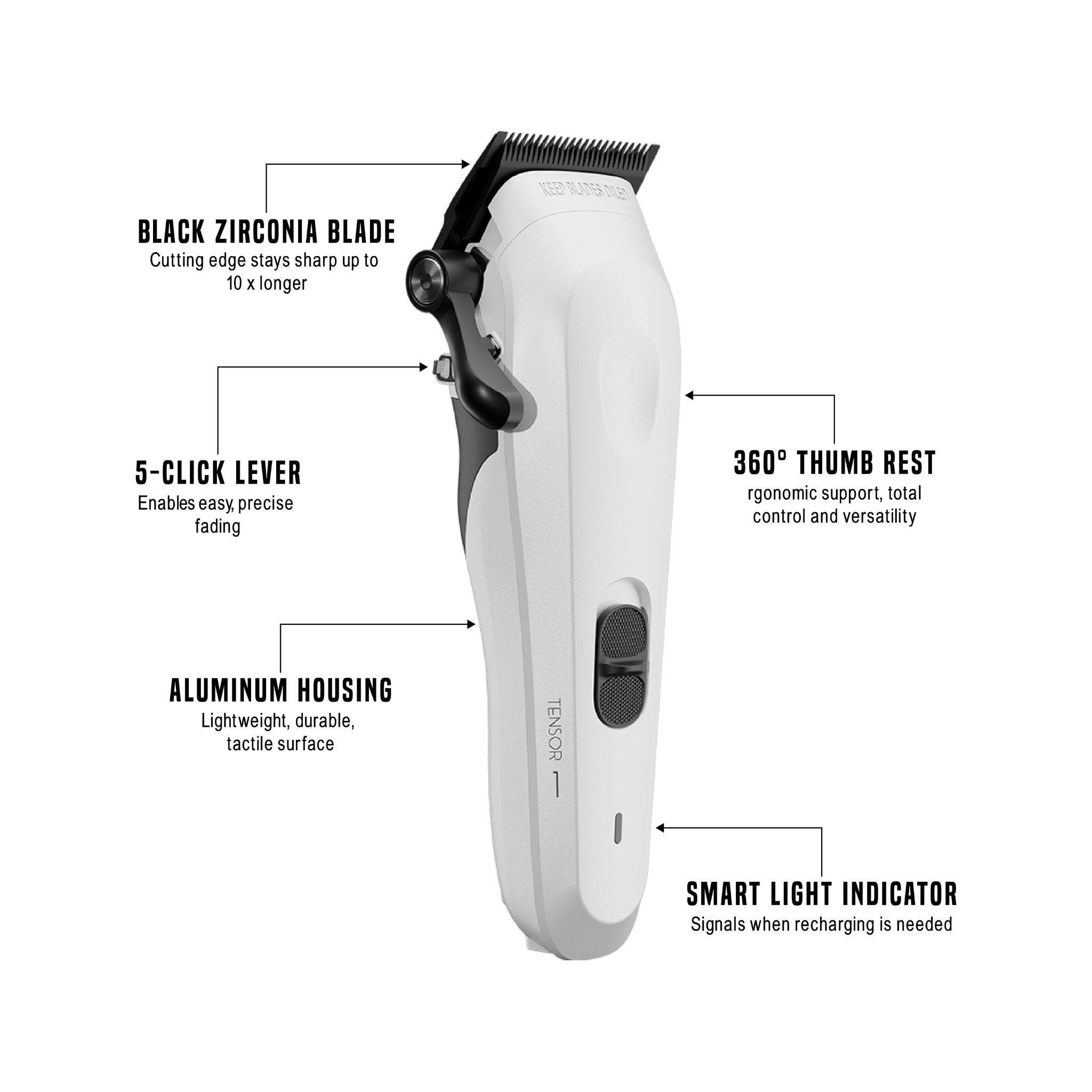 Tensor 1 White – 人工智能驱动的专业理发师和理发器